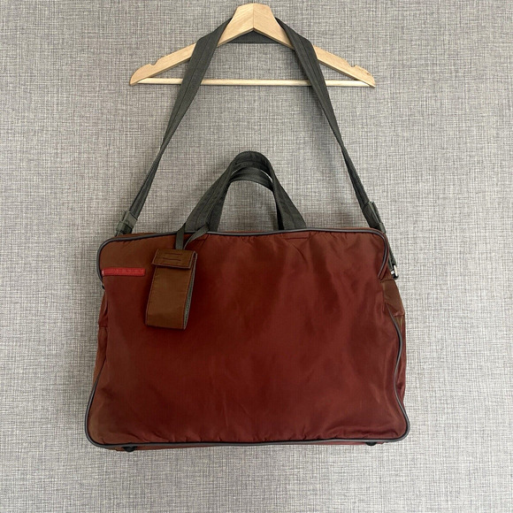 Prada Other - PRADA Sports Bag 2WAY Duffle Nylon Red Brown Gray Briefcase Laptop Travel Boston